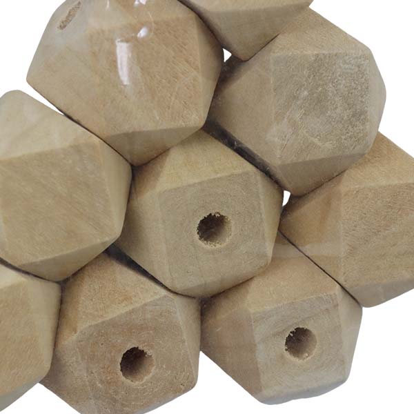 Abalorio octagonal de madera para macramé 2 centímetros
