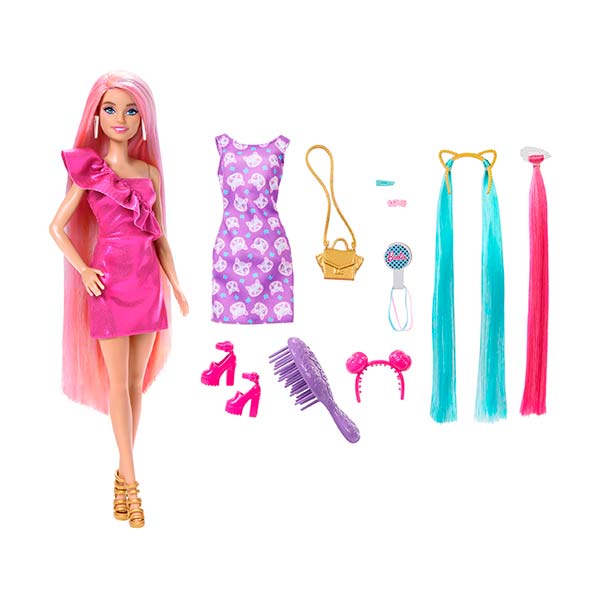 Barbie cabello arcoíris extra largo