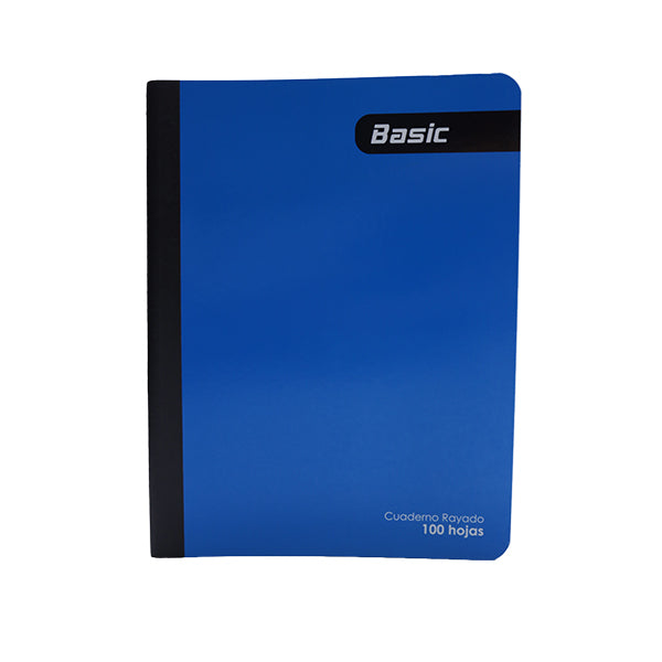 Cuaderno cosido 100 hojas color azul Basic.