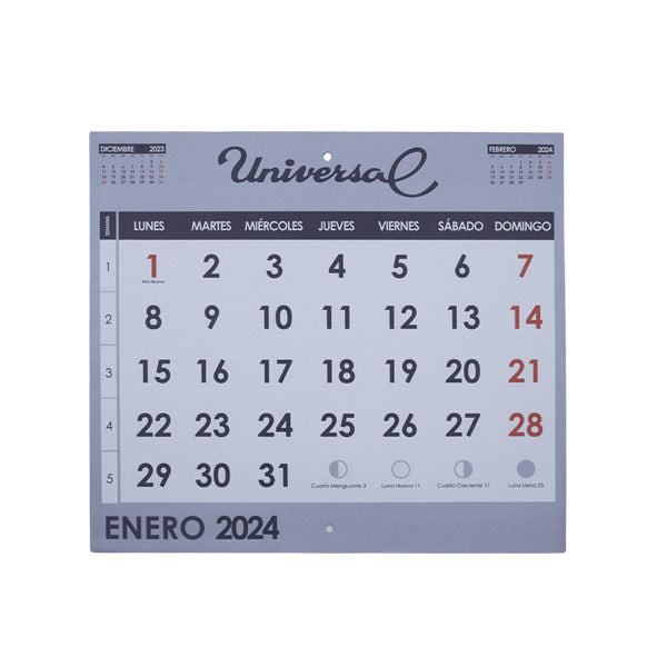 Calendario 2024 para pared Universal.