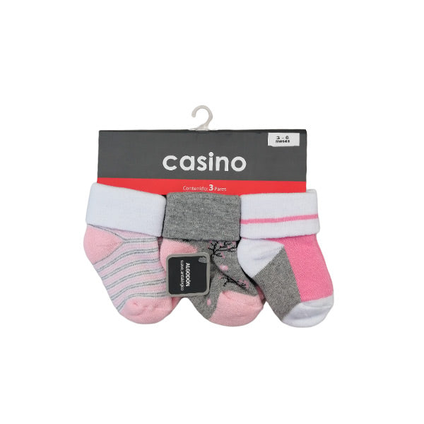 Set 3 calcetines para niña 3-6 meses - Casino