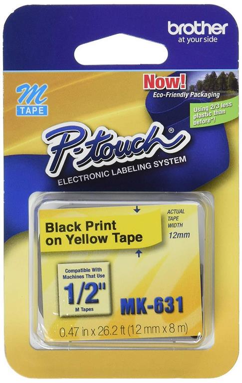 Cinta Rotuladora Brother Negro s/Amarillo MK-631.