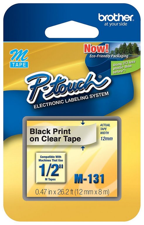 Cinta Rotuladora Brother Negro s/Transparente M-13