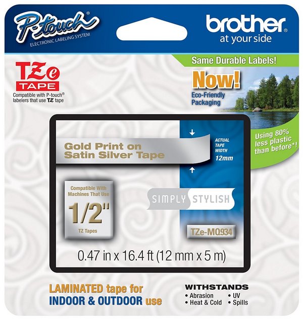 Cinta Rotuladora Brother Dorado s/Plateado TZE-MQ9