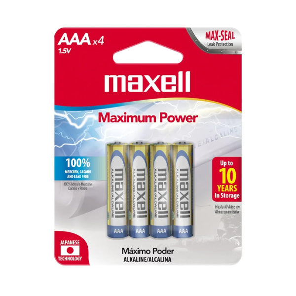 Batería alcanila AAA 4 unidades Maxell