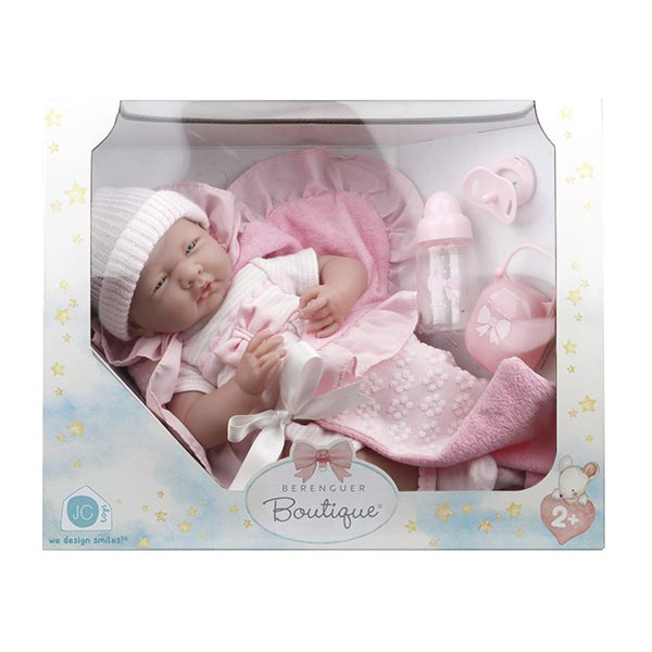 Bebé 39cm recién nacida rosa con accesorios