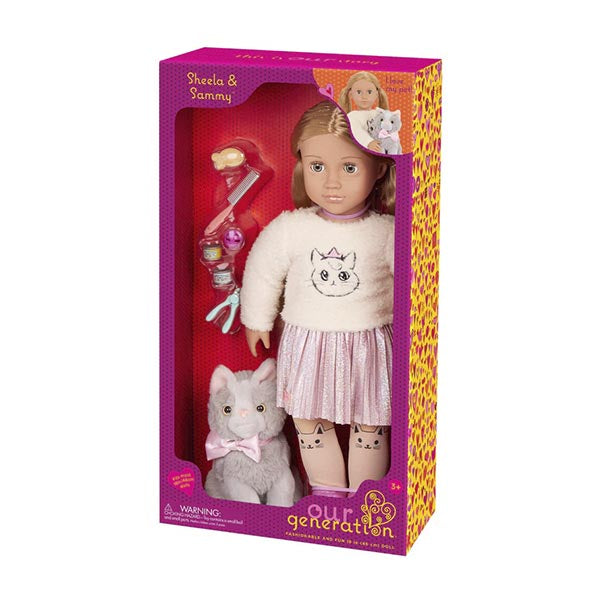 Muñeca con mascota Our Generation Sheela y Samy