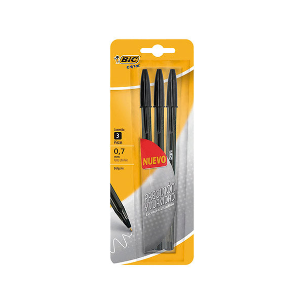 Bolígrafo cristal precision negro 3 unidades