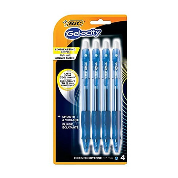 Lapicero Gelocity 0.7mm 4 unidades azul Bic