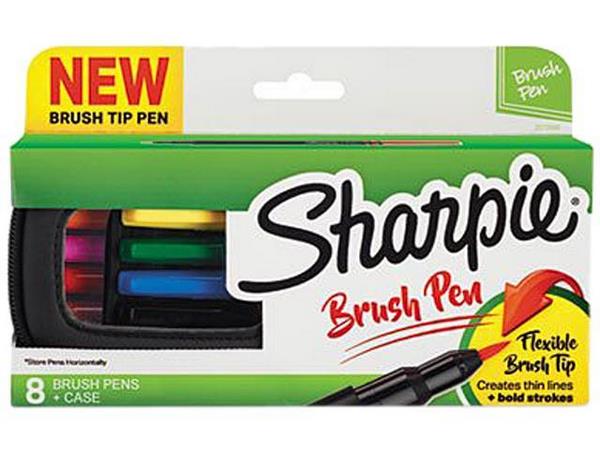 Estuche marcador Sharpie pincel 8 unidades.