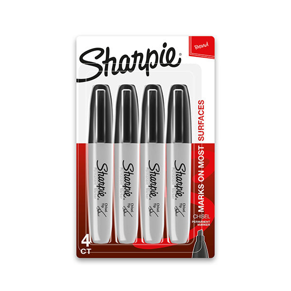 Marcador punta cincel 4 unidades negro Sharpie