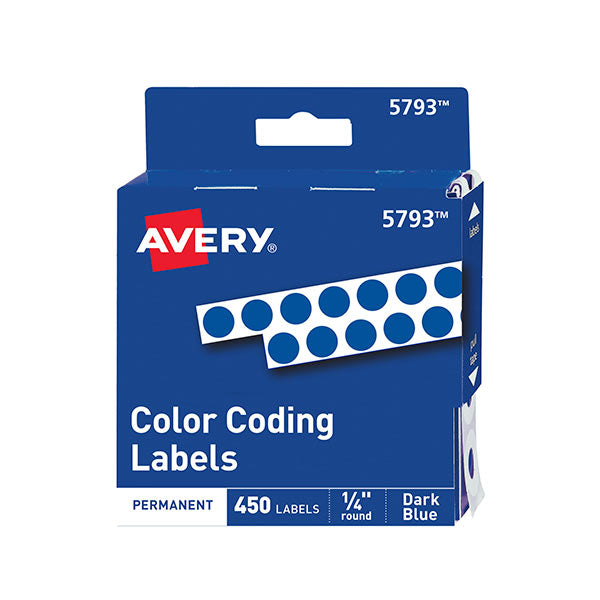 Etiqueta redonda azul 1/4" 450 uniades Avery.