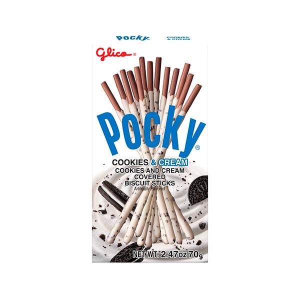 Pocky cookies and cream 70 gramos.