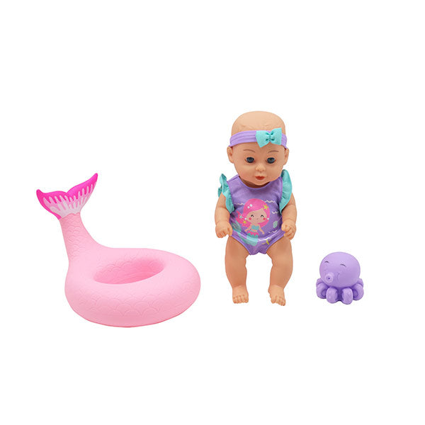 Muñeca bebé de 10", set de baño