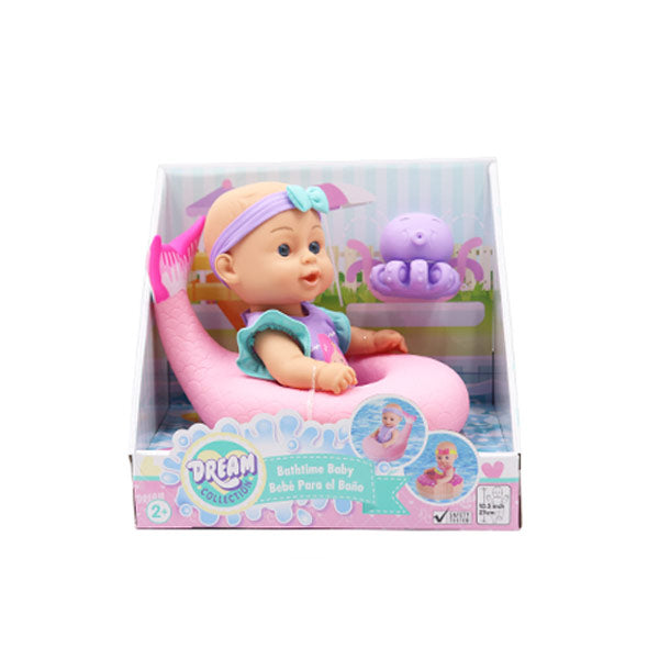 Muñeca bebé de 10", set de baño