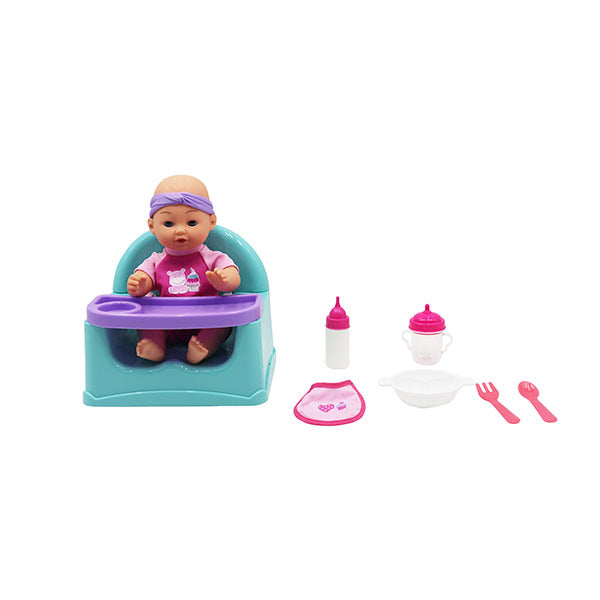 Muñeca bebé de 12", set alimentación divertida