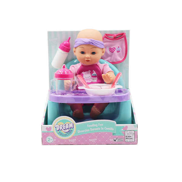 Muñeca bebé de 12", set alimentación divertida