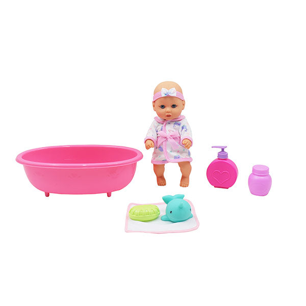 Muñeca bebé de 10", set diversión de bañera