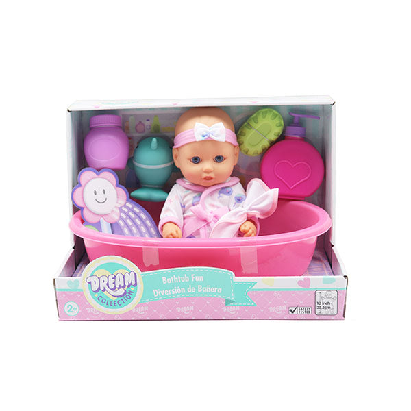 Muñeca bebé de 10", set diversión de bañera