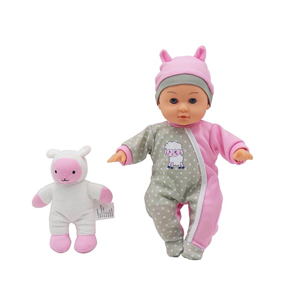 Muñeca bebé de 12", set de mascota