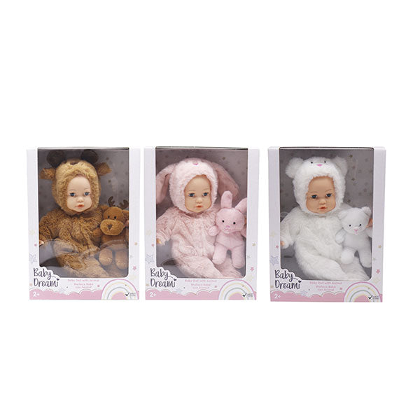 Muñeca 14" bebé con animalito surt