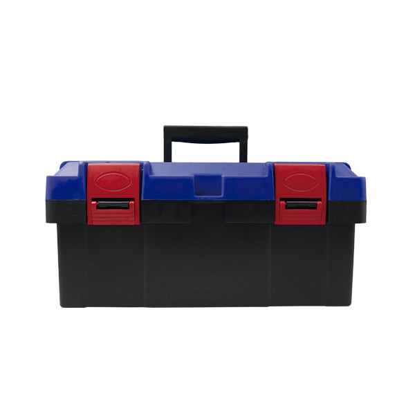 Caja de herramienta plástica color azul.