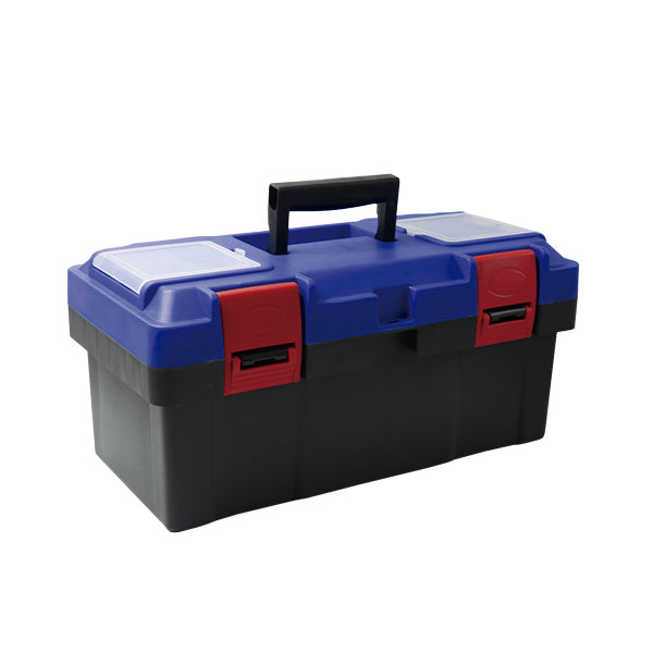 Caja de herramienta plástica color azul.