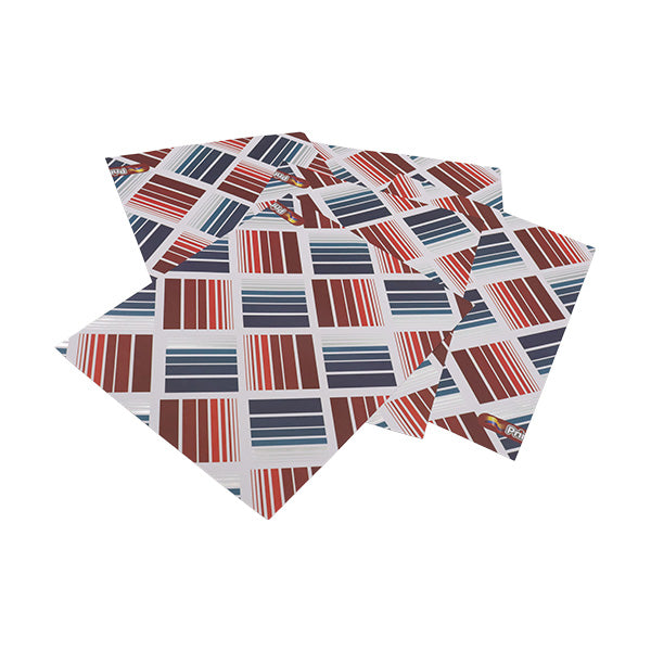 Cartulina tamaño carta 5u estampada metal cuadros rojo y azul Primavera.