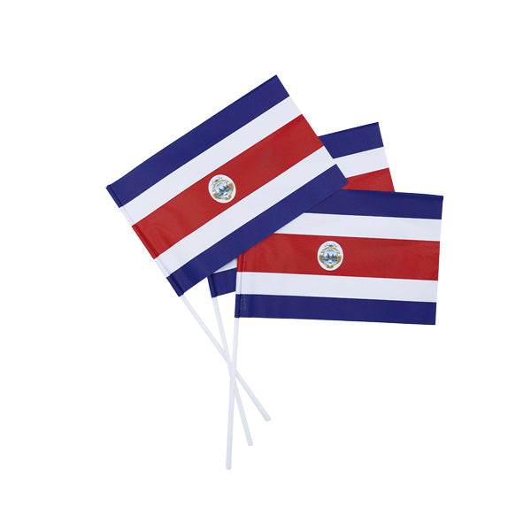 Bandera Costa Rica de papel con asta 3uds