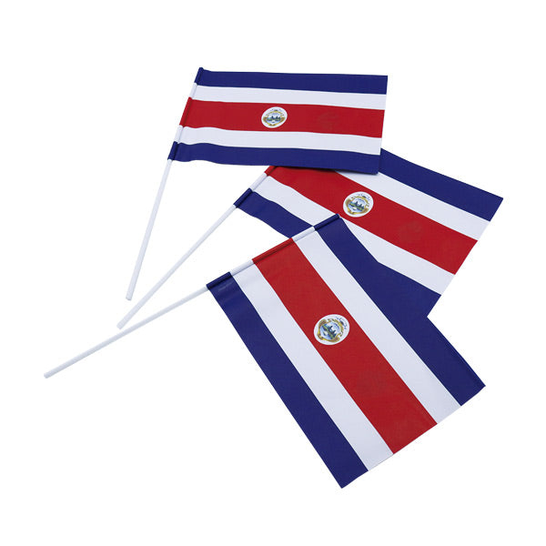 Bandera Costa Rica de papel con asta 3uds