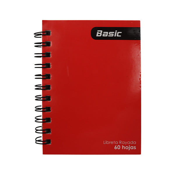 Libreta espiral pequeña rojo 60 hojas Basic