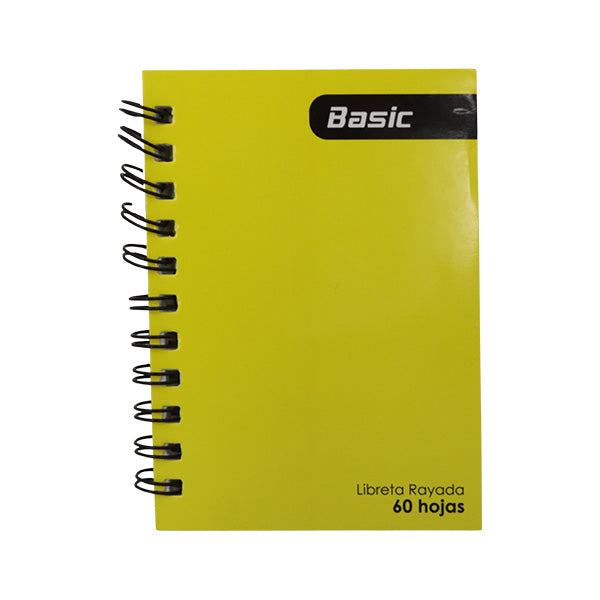 Libreta espiral mediana amarillo 60 hojas Basic