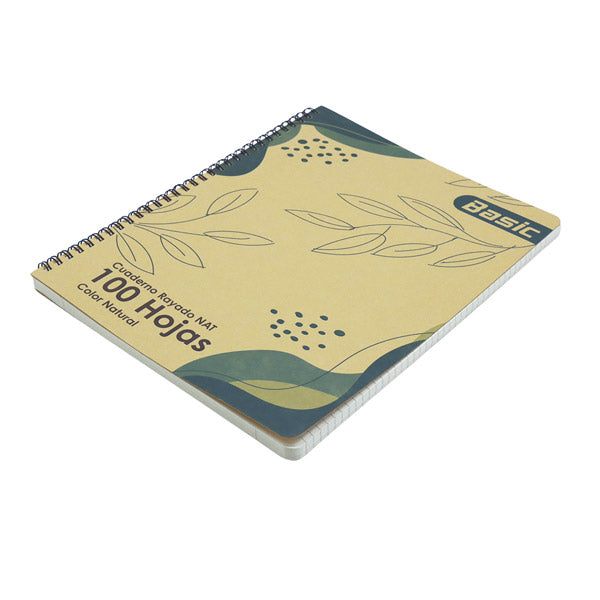 Cuaderno resorte kraft 100 hojas color natural Basic