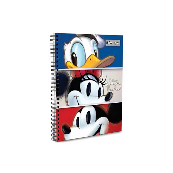 Cuaderno de resortes tapa dura 5 materias 150 hojas Mickey Primavera