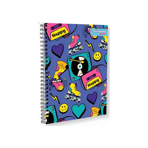 Cuaderno de resortes tapa dura 5 materias 150 hojas Flower Power Primavera