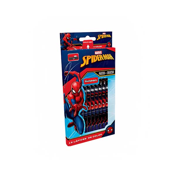 Lápices de color 4 milímetros 12 unidades Spiderman Primavera.