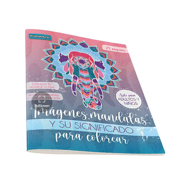 Libreta mandala con caja lápices 12 unidades para niña Primavera