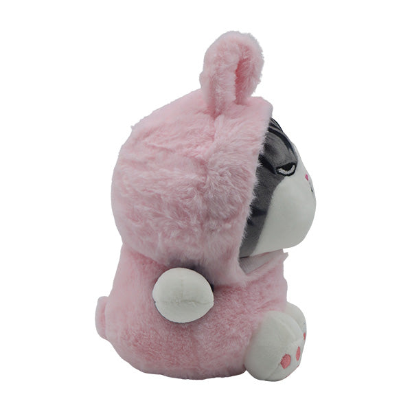 Peluche gato con capucha rosa 20 cm