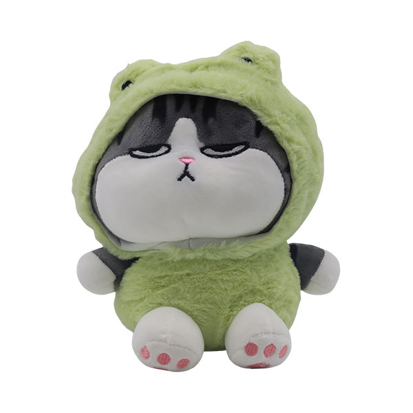 Peluche gato con capucha verde 20 cm