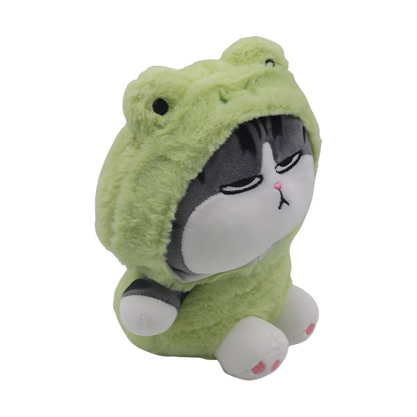 Peluche gato con capucha verde 20 cm