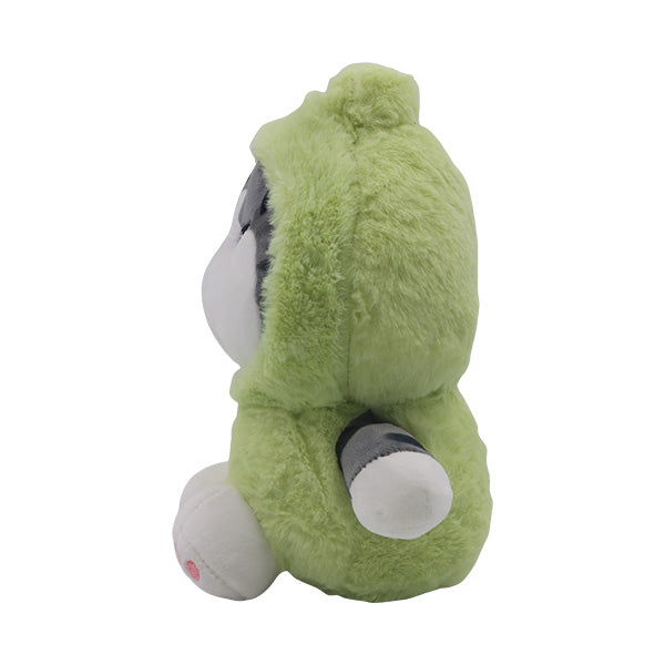 Peluche gato con capucha verde 20 cm