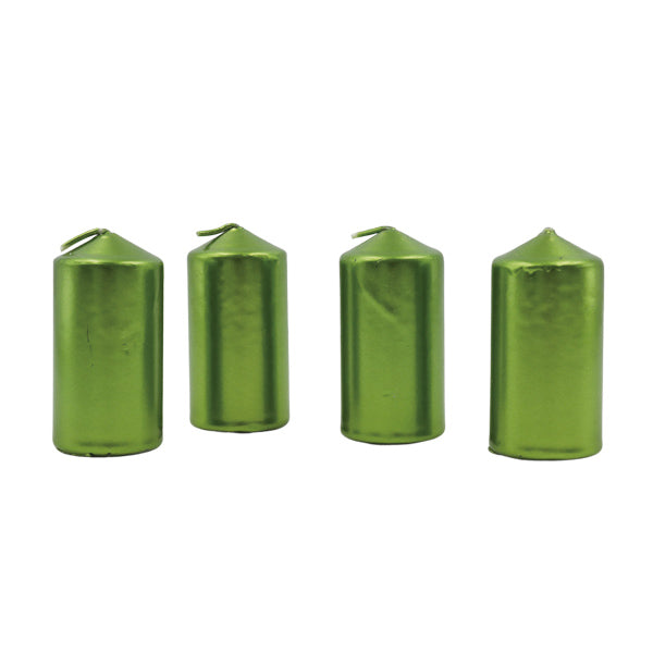 Set candelas 4 piezas verdes 7cm