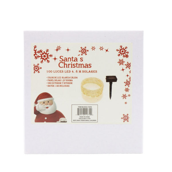 Set de 4 luces en serie solares de 100 led blancas