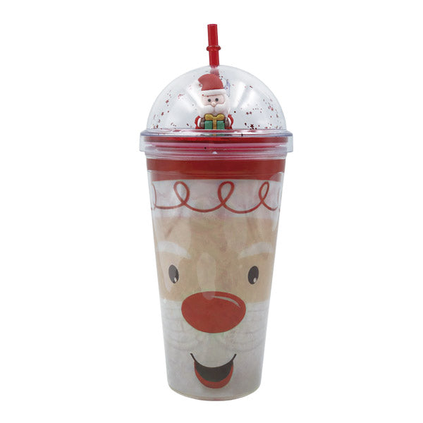 Vaso navideño con pajilla santa 22cm