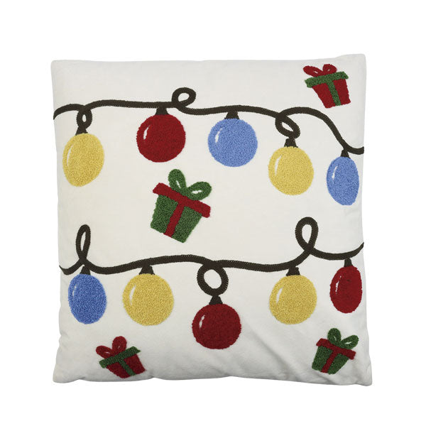 Almohadon blanco con ilustración de luces 45cm