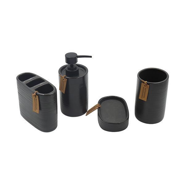 Set para baño 4 unidades negro