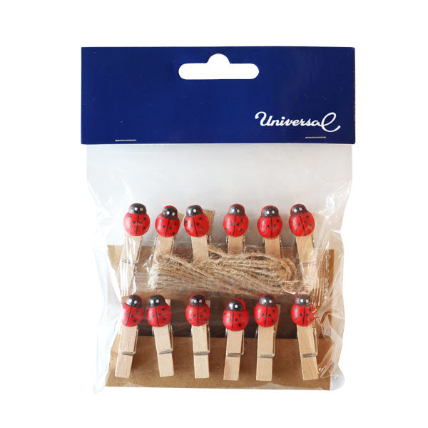 Prensa de madera para manualidades diseño mariquita 10 unidades