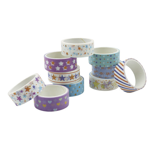 Cinta adhesiva washi tapes caja 10 rollos