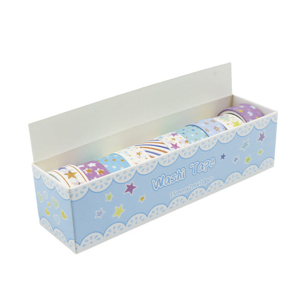 Cinta adhesiva washi tapes caja 10 rollos