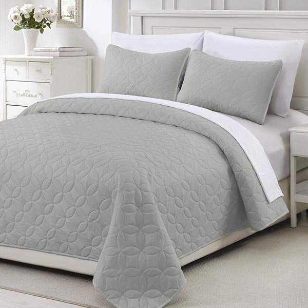 Cubrecama de 3 piezas Full Queen gris